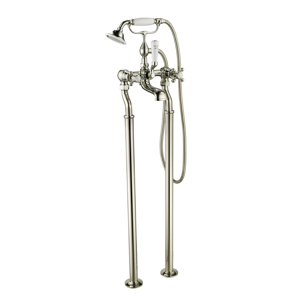 JTP Grosvenor Cross Nickel Freestanding Bath Shower Mixer Kit Cut out